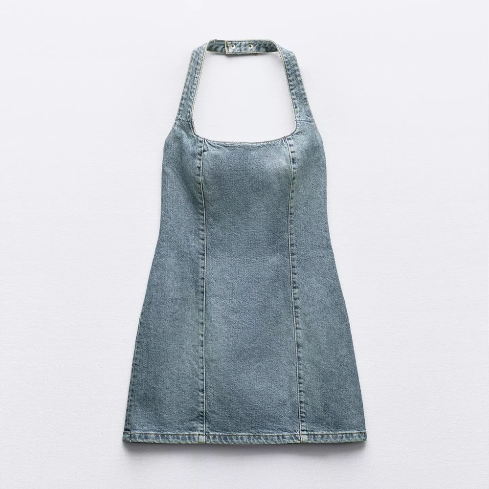 Zara Denim Halter Dress